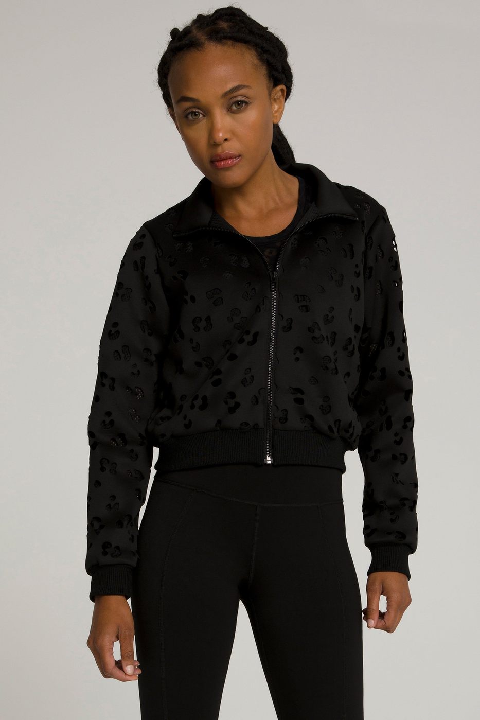 Leopard Scuba Crop Jacket