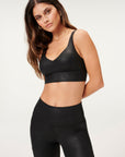 Leatherette Strappy Sports Bra