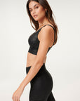 Leatherette Strappy Sports Bra