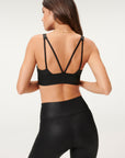 Leatherette Strappy Sports Bra