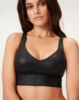 Leatherette Strappy Sports Bra