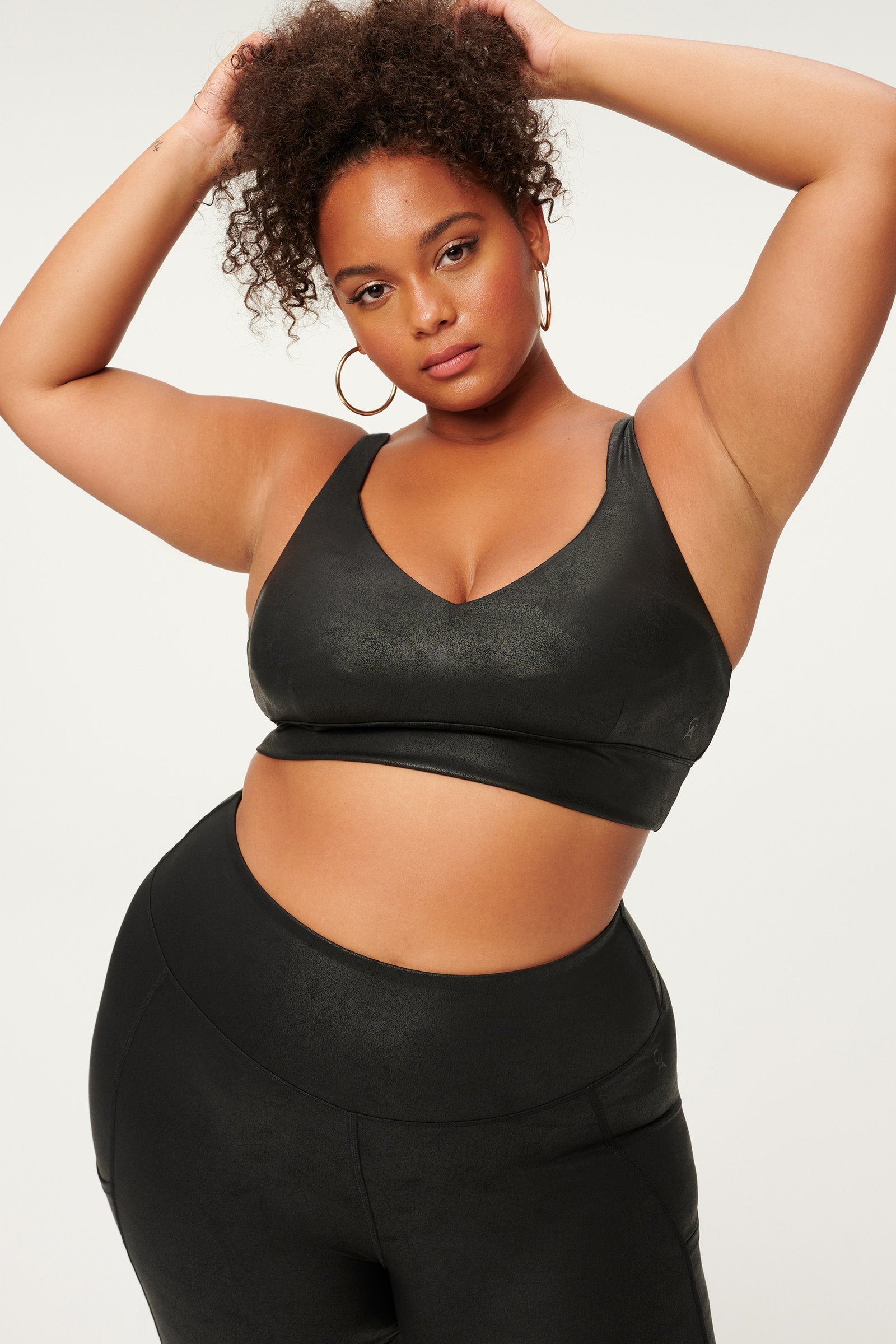Leatherette Strappy Sports Bra