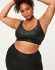 Leatherette Strappy Sports Bra