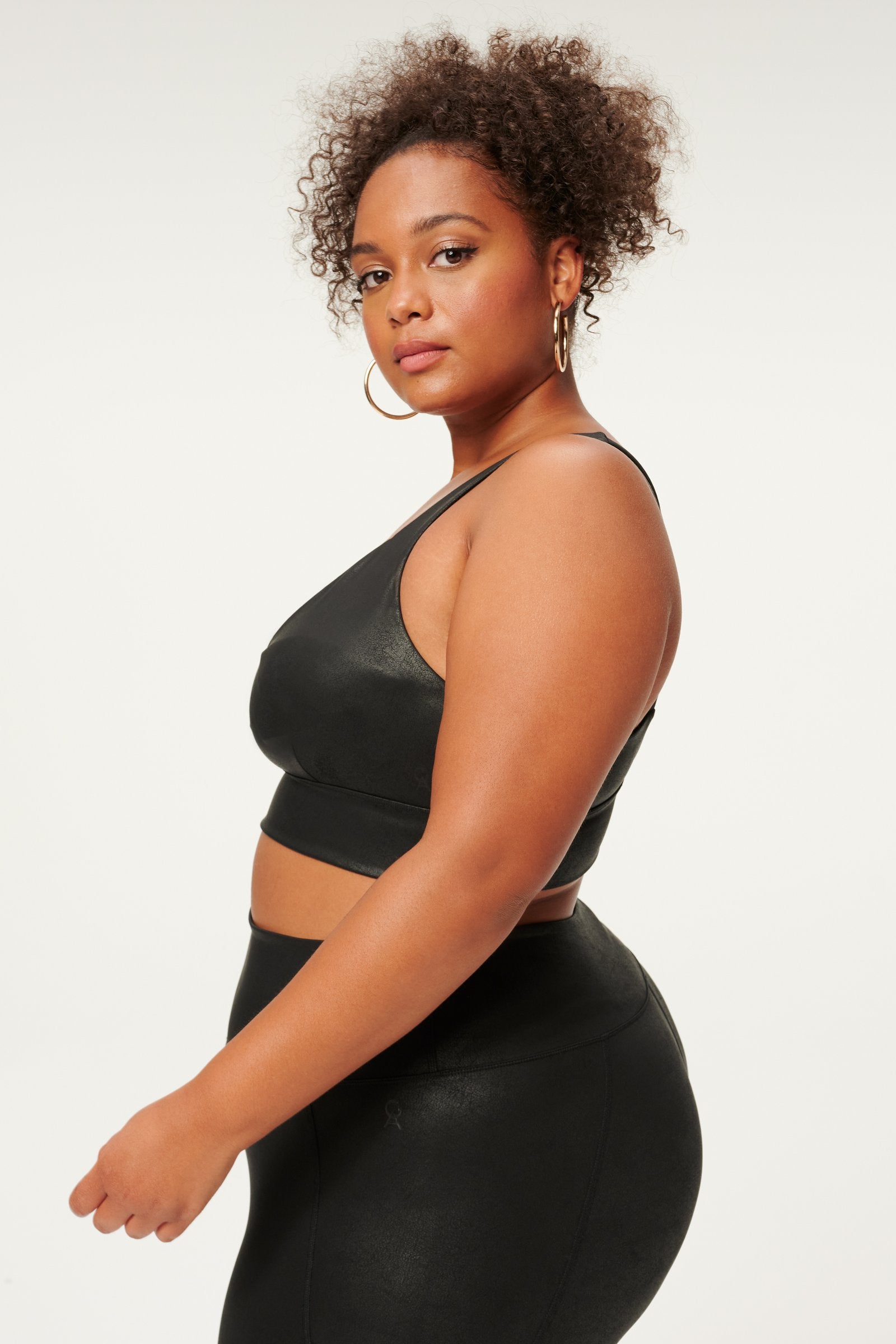 Leatherette Strappy Sports Bra
