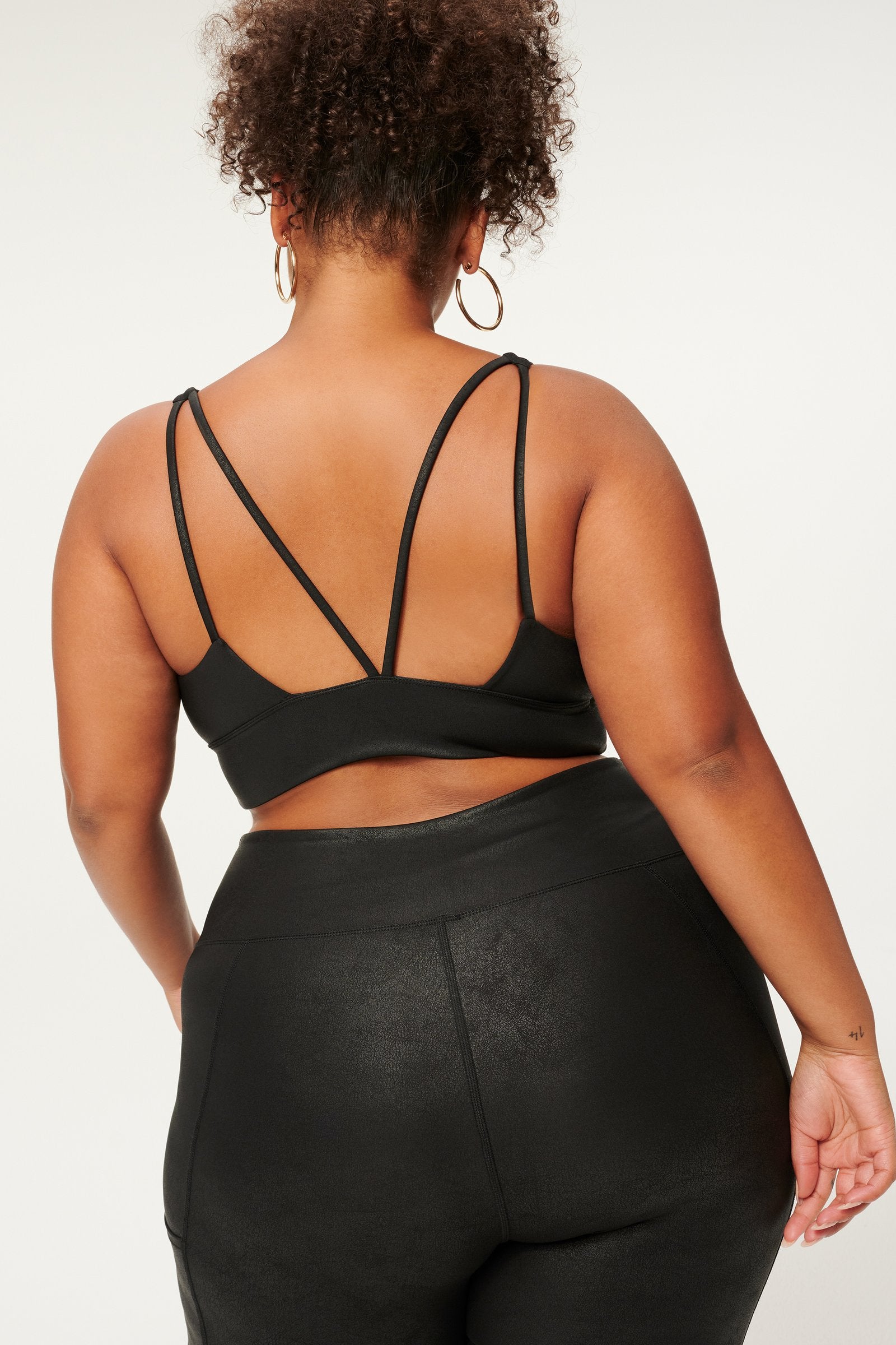 Leatherette Strappy Sports Bra