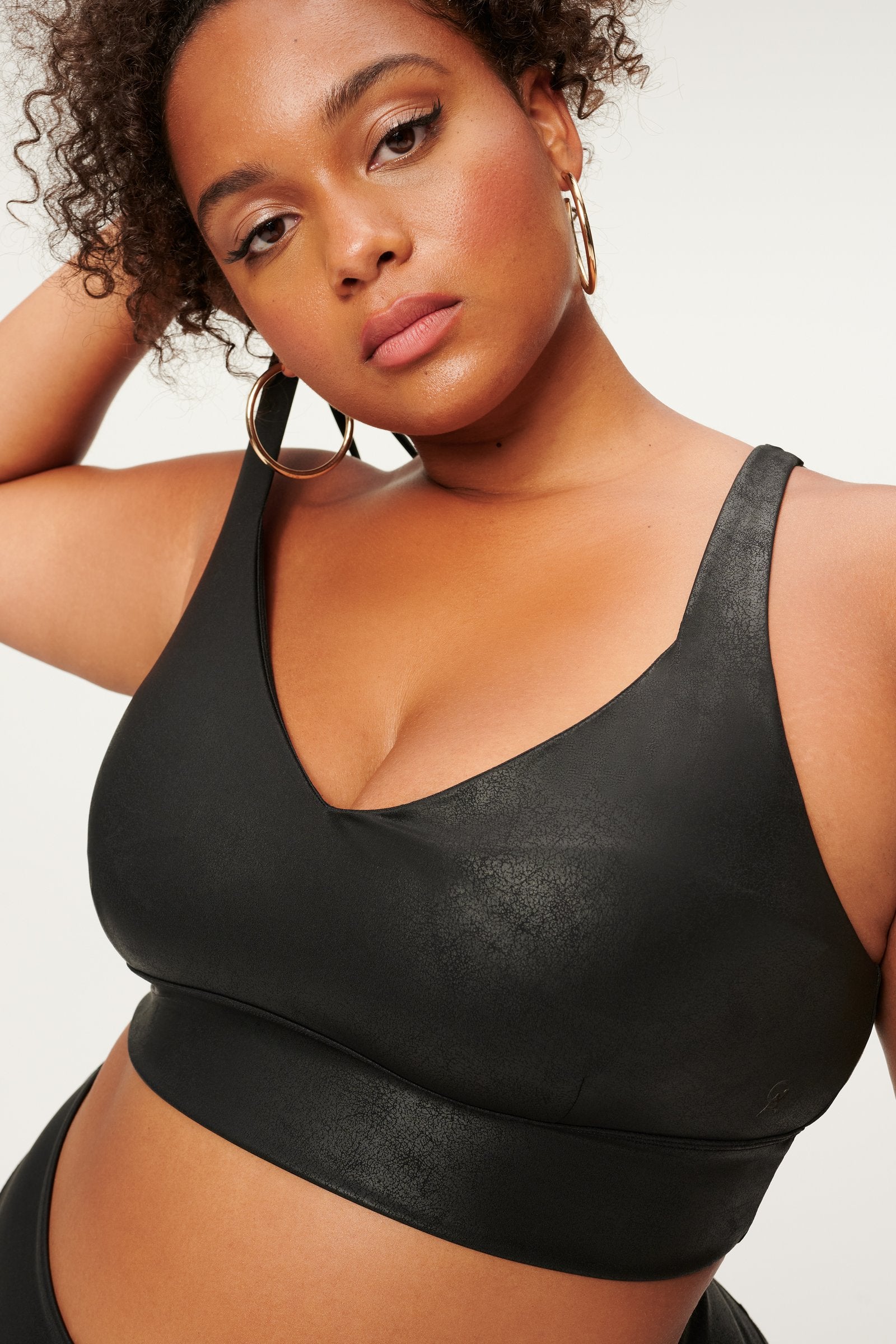 Leatherette Strappy Sports Bra