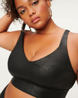 Leatherette Strappy Sports Bra