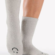Heather Grey Happy Cloud Crew Grip Socks