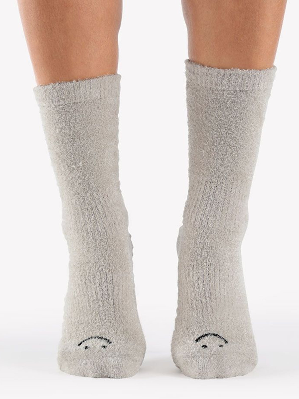 Heather Grey Happy Cloud Crew Grip Socks