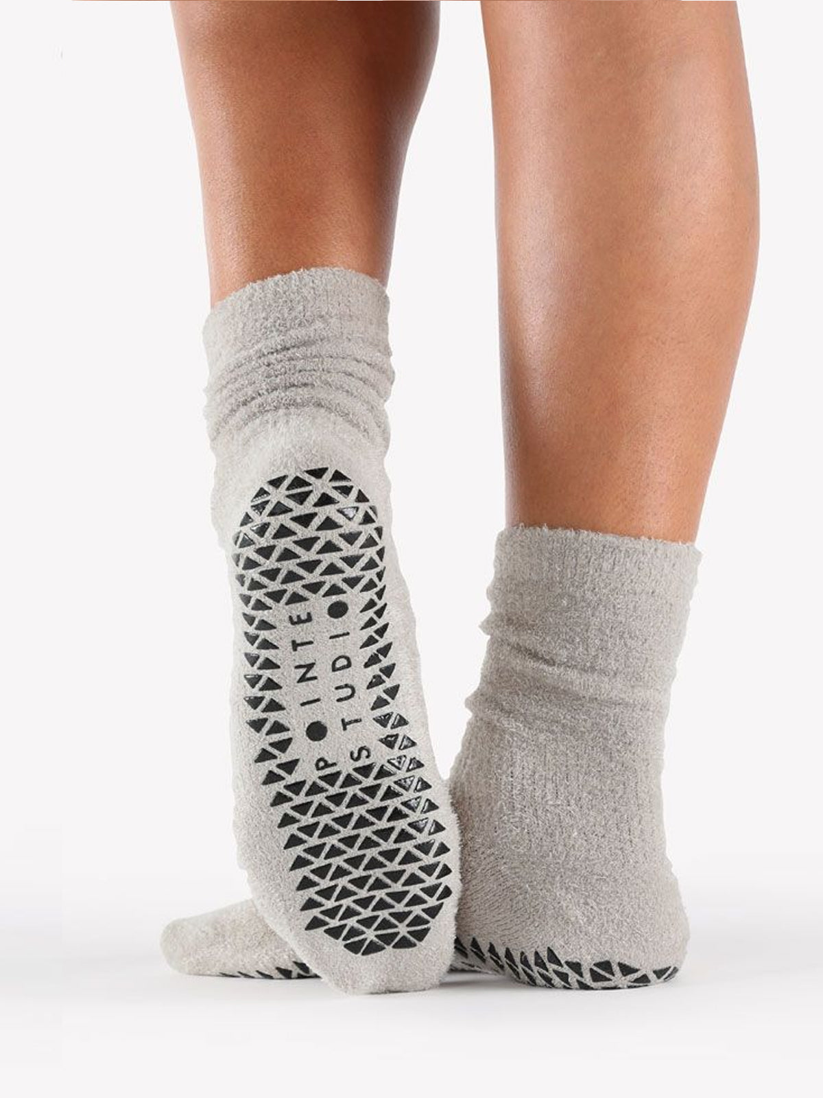 Heather Grey Happy Cloud Crew Grip Socks