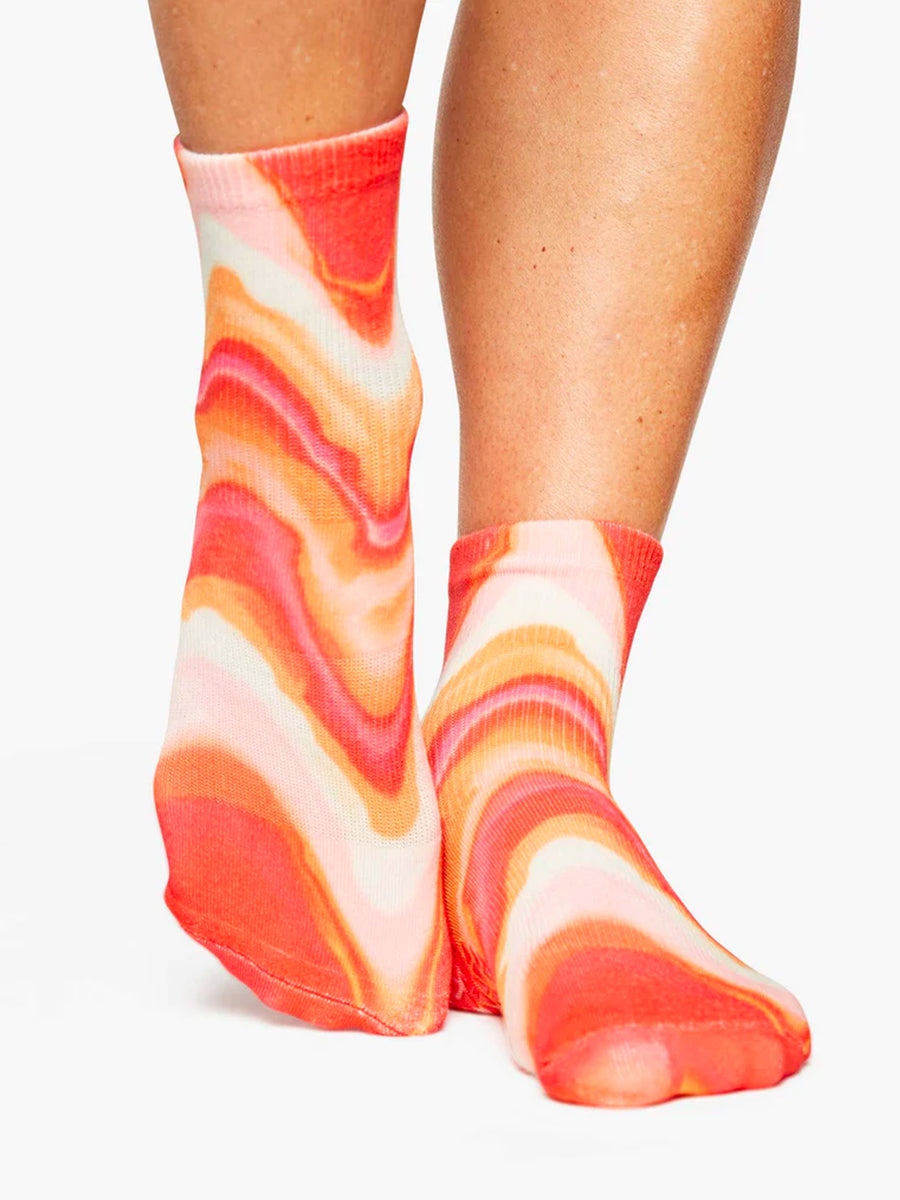 Orange Melt Ankle Grip Socks