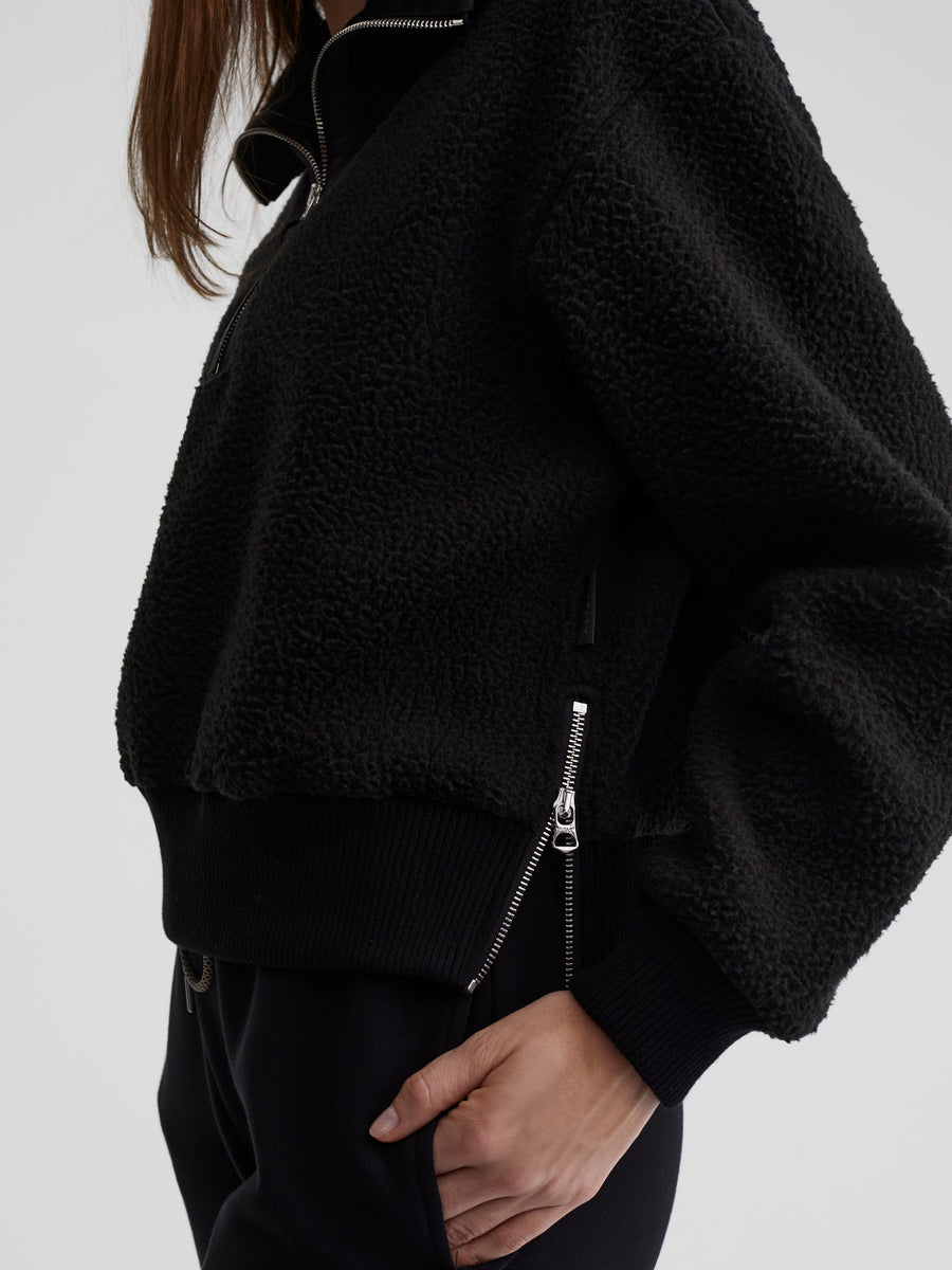Black Roselle Half Zip Fleece Pullover