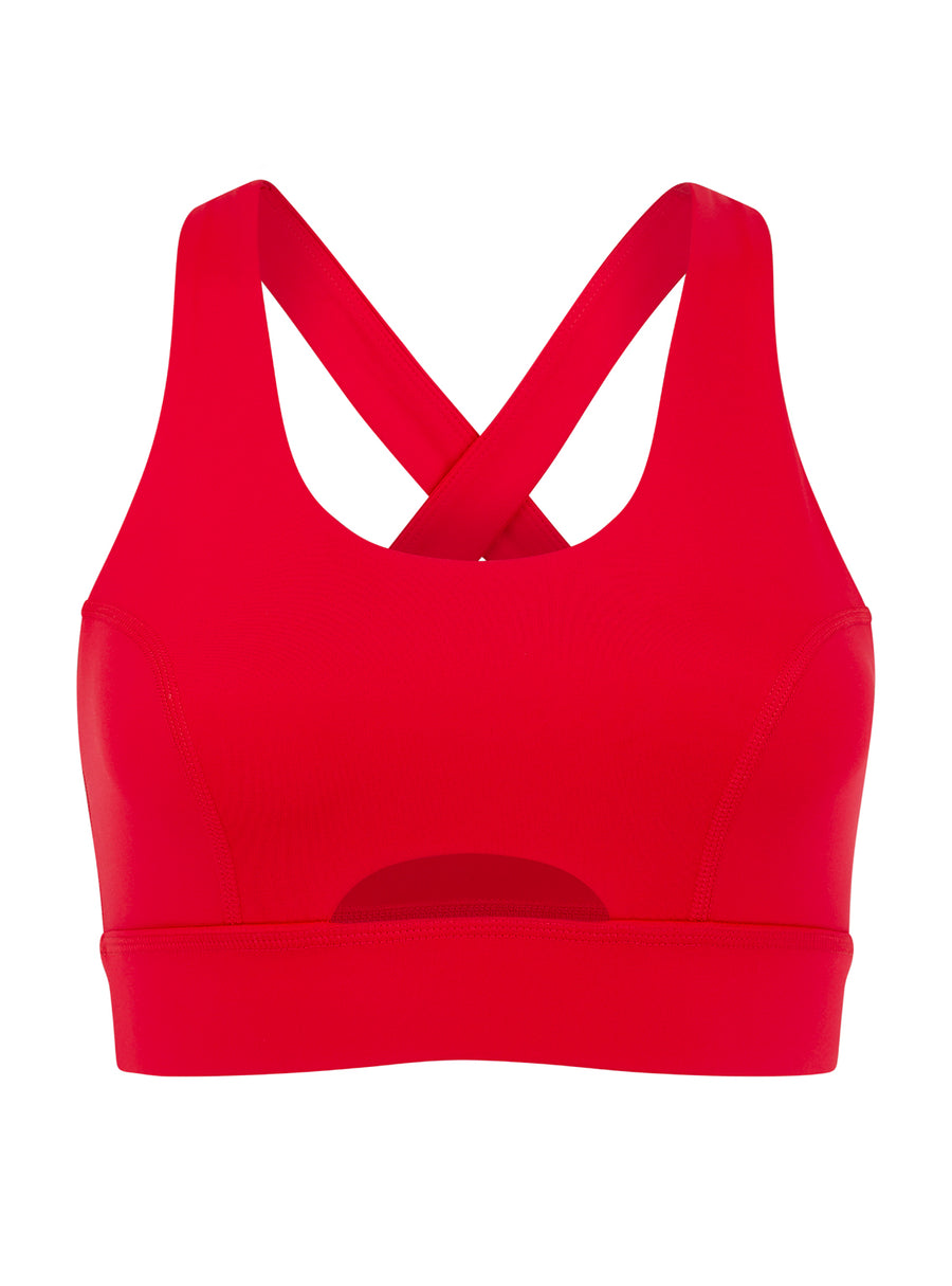 Red Cross Back Sports Bra
