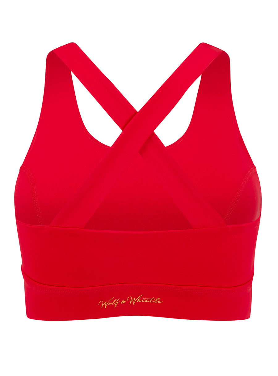 Red Cross Back Sports Bra