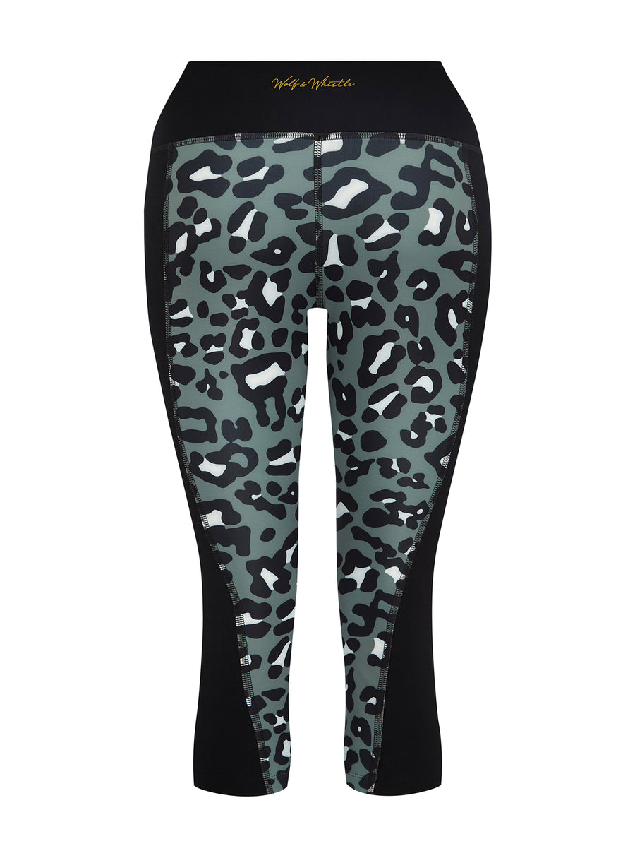 Leopard Print Panelled Capri Leggings