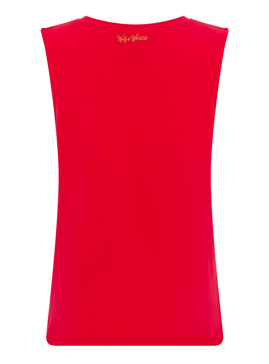 Red Cotton Knot Tank Top
