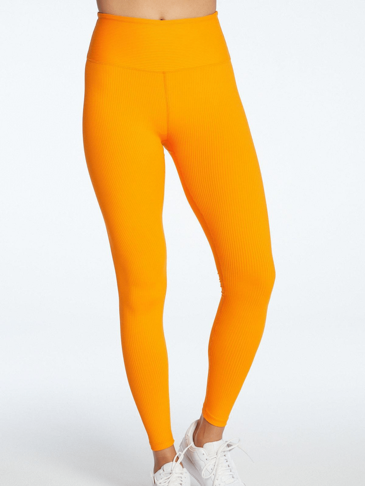 Orange Ribbed High High Leggings