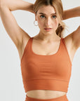 Terracotta Ribbed Gym Sports Bra