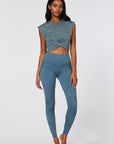 Peace of Mind Moto Teal Leggings