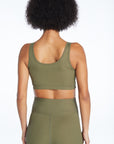 Olive Ribbed Football Sports Bra