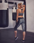 Leopard Print Panelled Capri Leggings